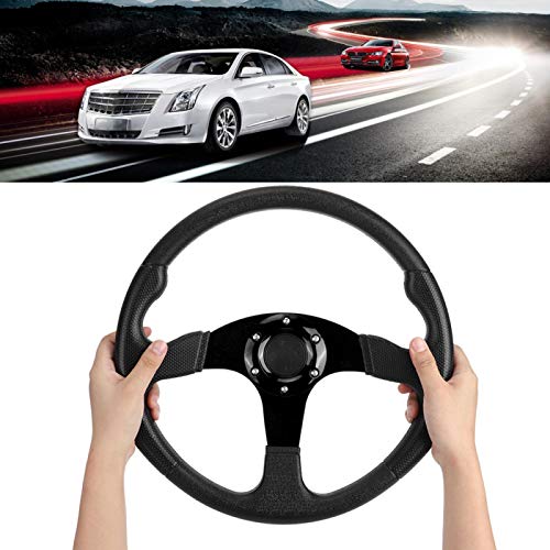 Qiilu Universal Racing Car Sports Steering Wheel Deep Dish 6-Bolt 06 (Deep Dish) - 350mm (13.78 inches) Modified Accessories (Black)