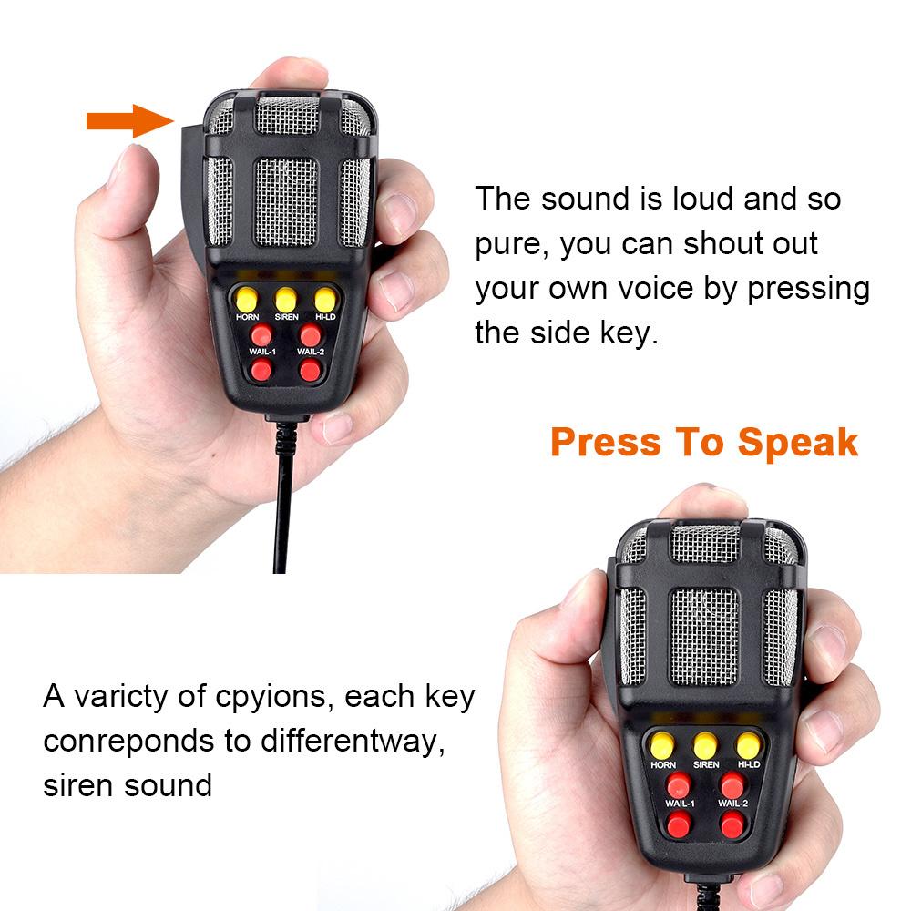 12V 125dB with MIC Loud Motorcycle 7 Sound Car Alarm Horn 100W Siren Vehicle Truck Warning Loudspeaker Plastic Police Firemen