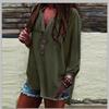 Stylish Women Vneck Short Sleeve Tshirt With Casual Irregular Hem Loose Fit Blouse