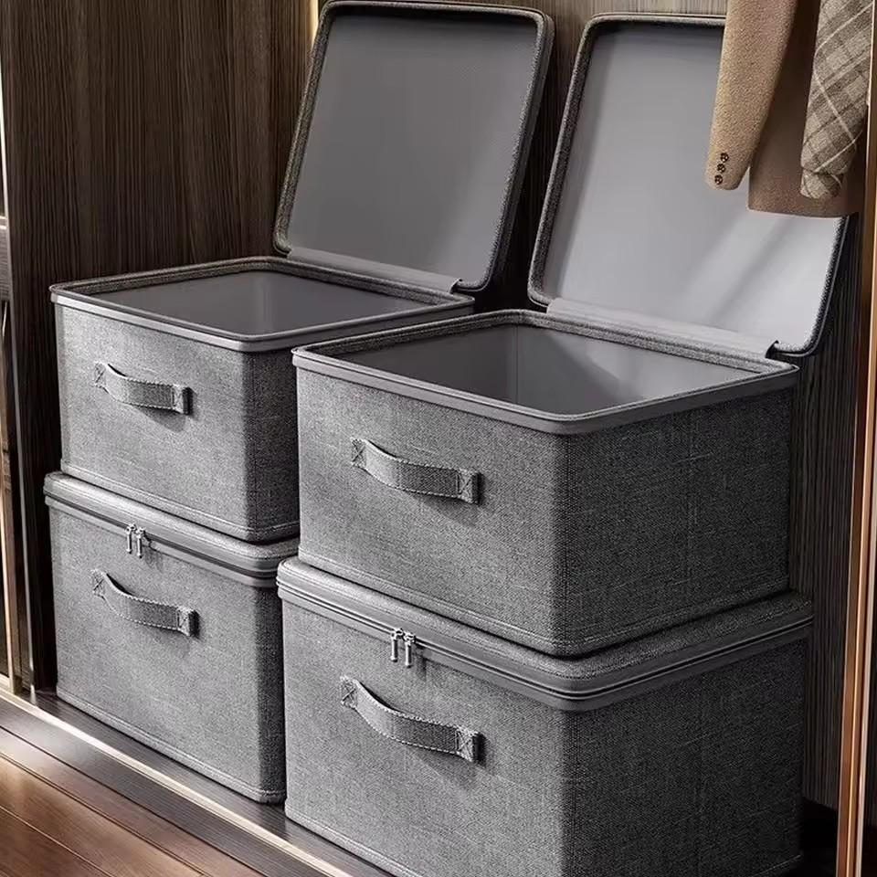 1/2PCS Large Capacity Clothes Storage Box Set with Zipper Folding Quilts And Underwear Organizer Wardrobe Storage Bags