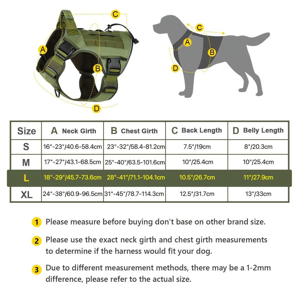 Tactical Dog Harness Vest Heavy Duty with Handle D Ring Reflective Adjustable for Training Obedience Search Rescue Multi Sizes