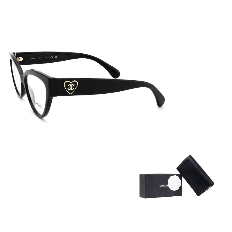 

CHANEL Cat Eye Logo side mark decoration, plate frame, cat eye optical frame, same style for men and women, couple чорний