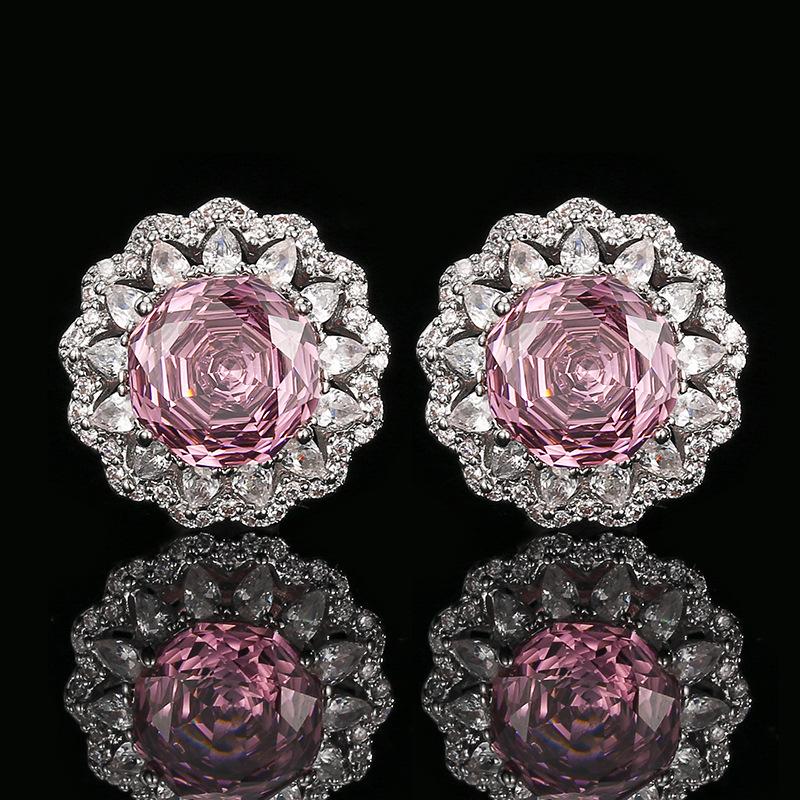 Autumn and winter new Huabi jewelry copper bottom gold-plated simulation dry rose high sense round set stone 14-10m
