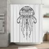 Black And White Jellyfish Shower Curtain Unique Printed Home Decor For Bathroom Size 180X240Cm