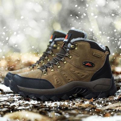 Cross-Border Plus Size Winter High-Top Hiking Shoes: Cotton-Padded, Warm, Fleece-Lined, Leather, Outdoor Casual Snow Boots for Couples.