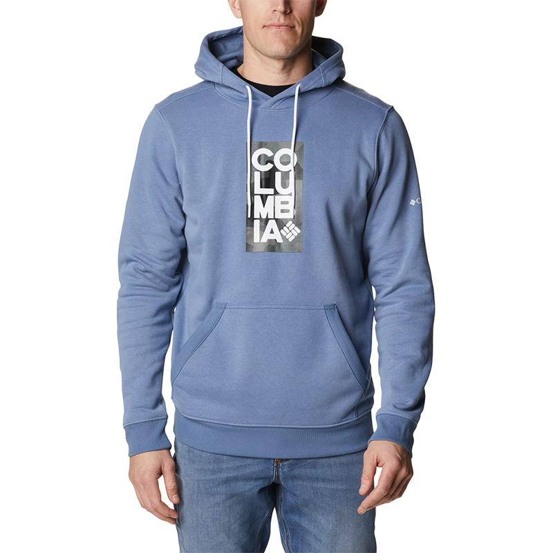 Columbia Letter Logo Outdoor Fleece Lined Warm Hooded American Sweatshirt Men sweatshirt Light-Blue JE1600-452