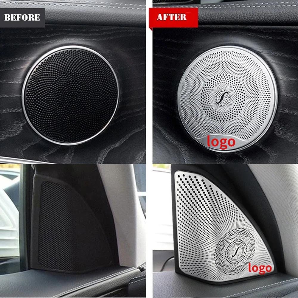 For Mercedes Benz Door Speaker Covers W213 W205 X253 GLC E C Class A-pillar Stainless Steel Matte Glossy Interior Accessories