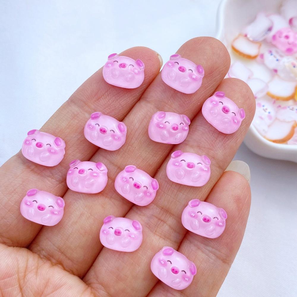 

50Pcs New Cute Resin Mini Little Rabbit, Tiger, Cat, Pig Series Flat Back Manicure Parts Embellishments For Hair Bows Accessorie