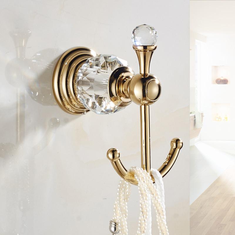 Crystal Towel Hook Chrome, Gold Robe Hooks, Bathroom Hand Towel Wall Hanger for Clothes Closet Wall Mounted Kitchen ELG85400-82