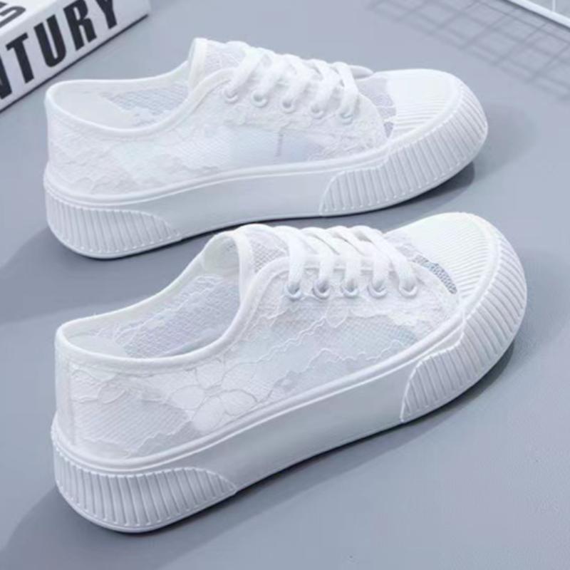 Thick-soled White Shoes for Women In Summer, Mesh, Breathable, Hollow, Thin, Versatile, Casual Sports Shoes