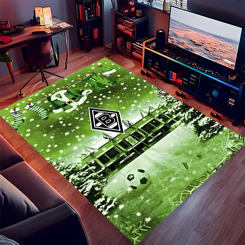 1pc Borussia Monchengladbach Logo Print Area Rug - Soft,Washable Non-Slip Indoor Mat for Office Chairs,Living Room,Home Office Decorative Rug