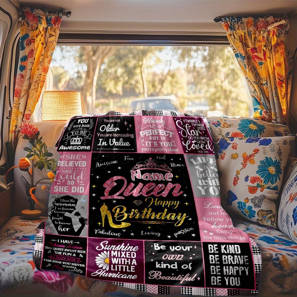 Birthday Queen Customize Your Name Rv Blanket Soft Cozy Lightweight Allseason Multipurpose Blanket For Travel Camping Picnic Sofa Rv Bed Living Room