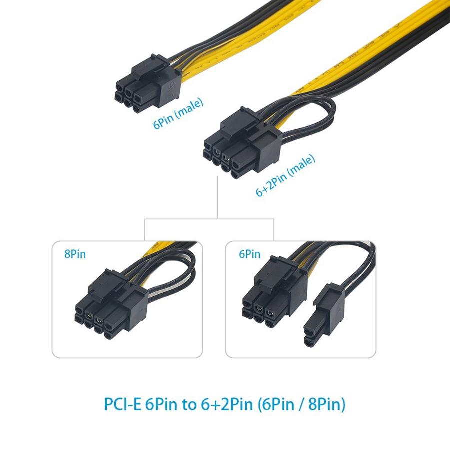 5 X 100cm 6Pin To 8Pin Breakout Cable PCI-E Cable 18AWG For Mining Graphics Card