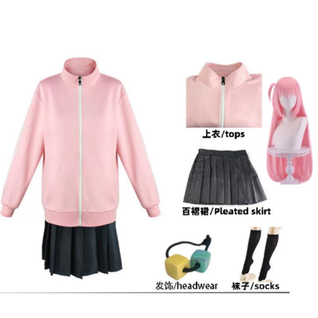Hitori Bocchi The Rock Ryo Cosplay Gotou Cosplay Costume Anime Nijika IkuyoJK Uniform Pink Jacket