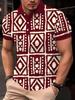 Print Design - Non-Textured Plus Size Men'S Summer Breathable Stretch Short Sleeve Geometric Print Casual Loose Comfortable Top for Valentine'S Day