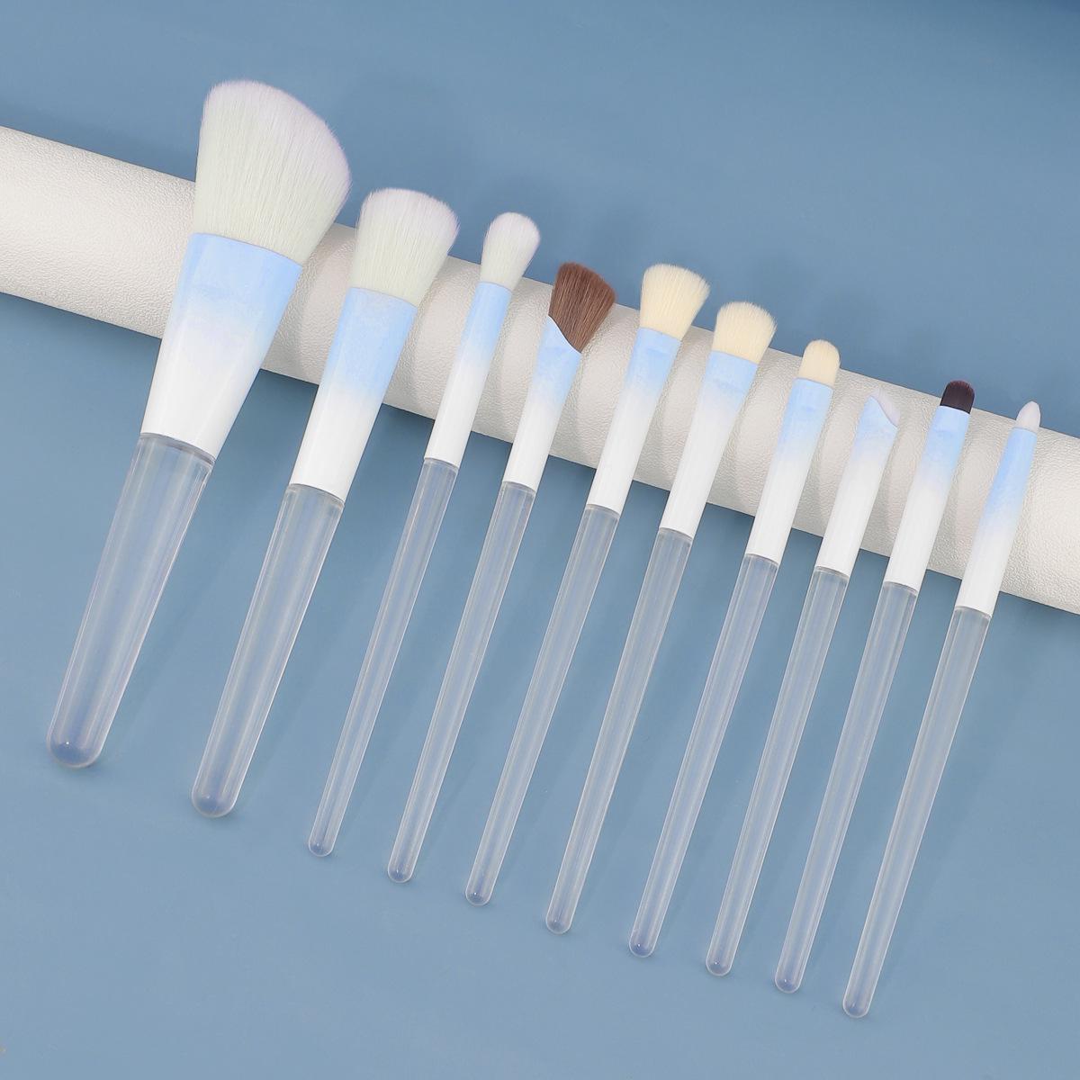 10-Piece Professional Crystal Handle Makeup Brush Set for Eyeshadow and Blush