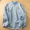 Camicia a maniche lunghe in denim lavato ricamato, cardigan monopetto in denim per donna, primavera e autunno