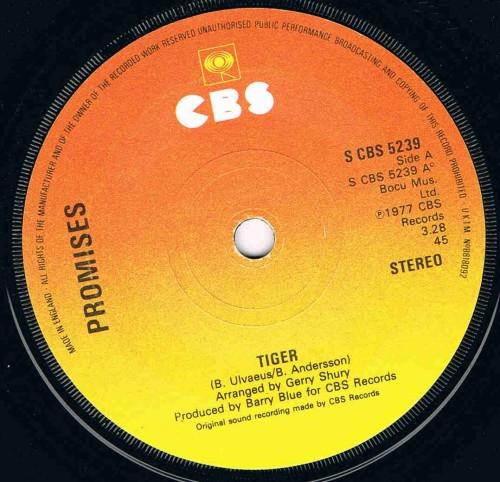

7inch Record PROMISES - Tiger SCBS5239 CBS 1977 UK Pop Used