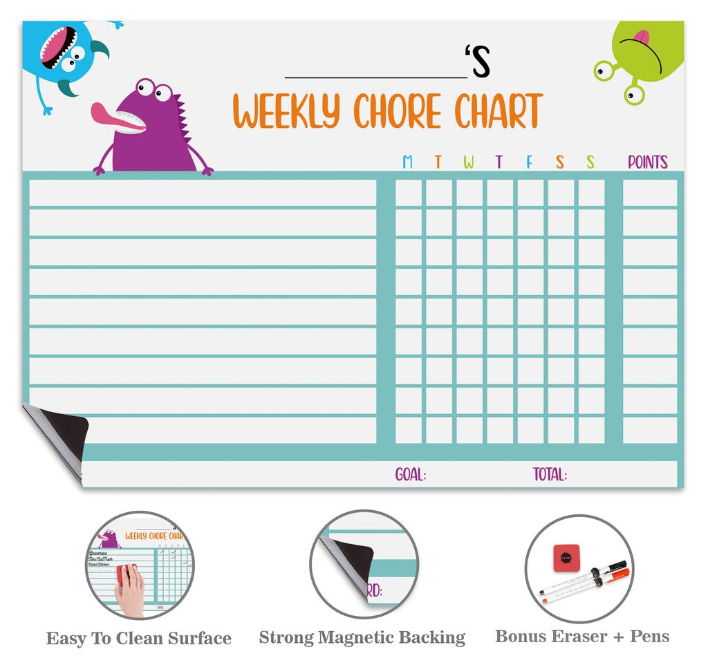 Inkdotpot Magnetic  Whiteboard Weekly Chores Charts Chore  Chart For  Refrigerator  - Dry Erase Behavior Chart For Kids
