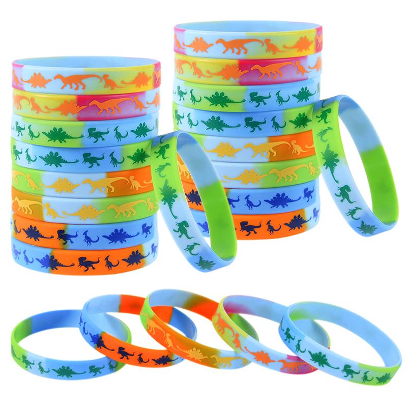

12шт. Силиконовые браслеты с изображением динозавров, детские сувениры, подарок для дня рождения в стиле джунглей и динозавров, принадлежности для украшения, смешанные