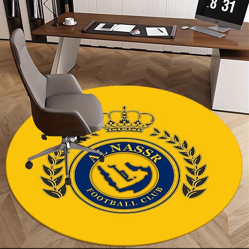 

Al Nassr Football Club,Soccer Jersey Chair mat Round Rug Office carpet, Machine Washable, Non slip, Suitable for Living Rooms, Bedrooms 150cm