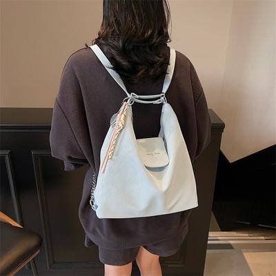 Tote Bag Women's 2025 Autumn New Large-capacity Backpack Solid Color Fashion Shoulder Messenger Bag Trendy Multi-purpose Bag