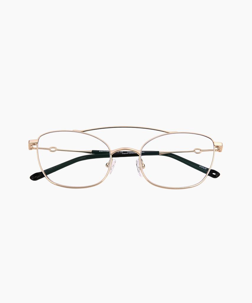 Seupeulingseuteulingseu Cat-Eye Shaped Double Bridge Glasses Editor [Gold]