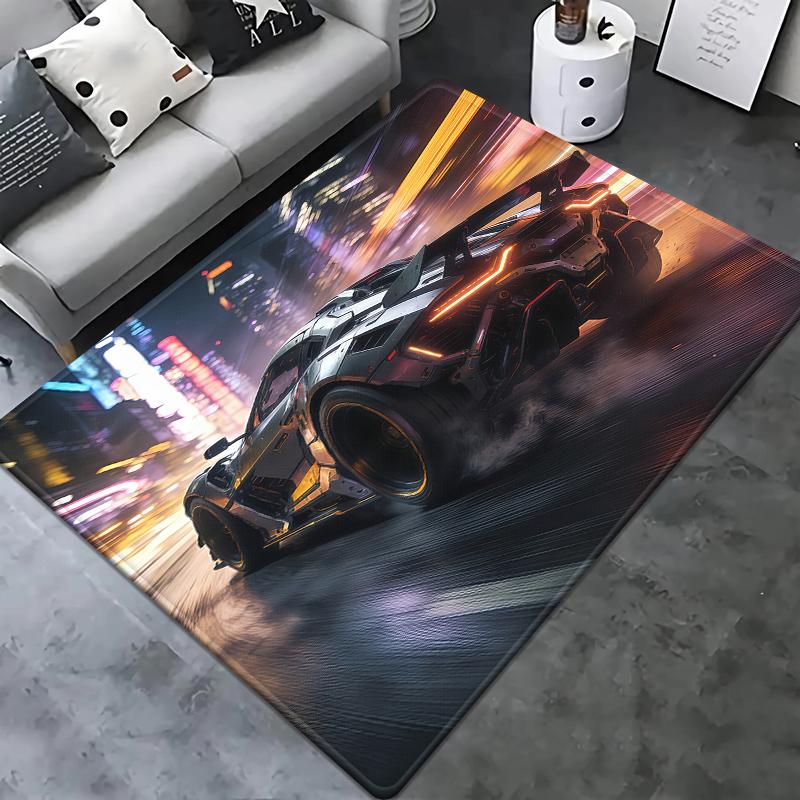 Rennwagen Teppich Mehrere Größen Anti-Rutsch Polyester Teppich Hochauflösender Sportwagen Druck Modernes Wohnzimmer Kinder Spielzimmer Dekor Teppich