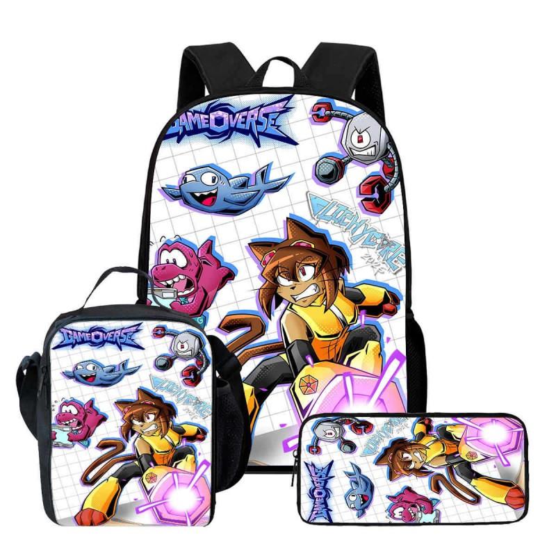 Kids School Backpack Set With Lunch Bag Pencil Case - Cartoon Print Lightweight Ergonomic Design Grades 1-2