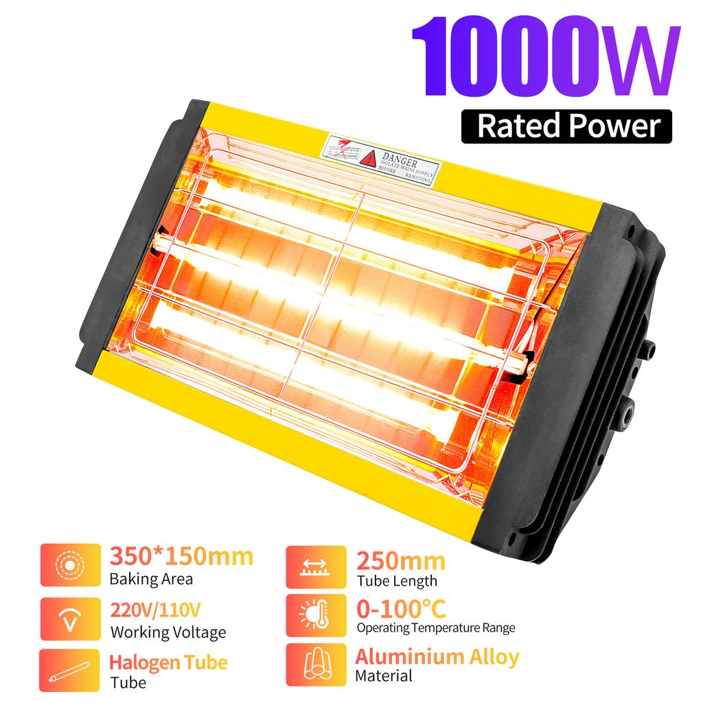 DATOUBOSS Portable Infrared Paint Curing Lamp 1000w Handheld Shortwave Infrared Heating Light Car Body Repair Tool