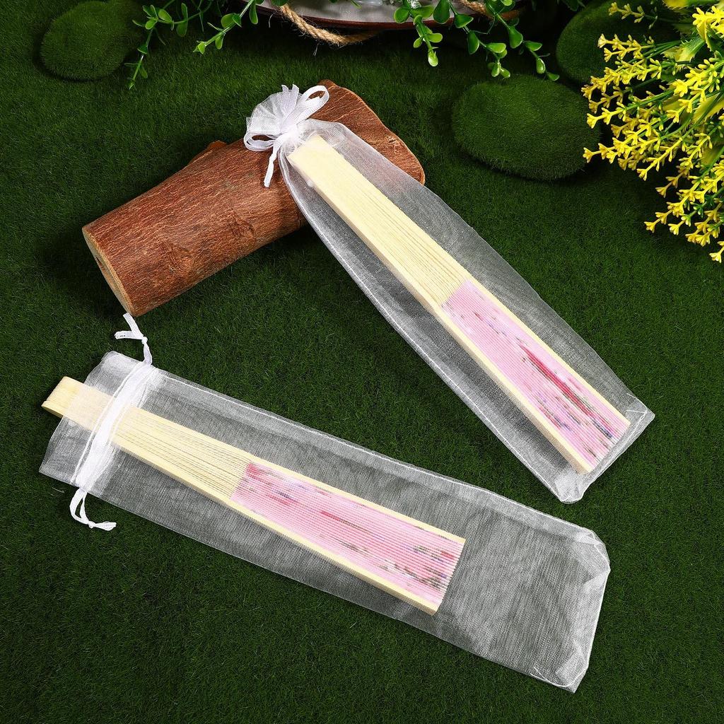 VORCOOL Organza Kordelzugbeutel für Set von Netz-Aufbewahrungsbeuteln, Perfekt für Geschenke und kleine Schmuckdosen x Fächer, 50, Weiß, Kordelzug,