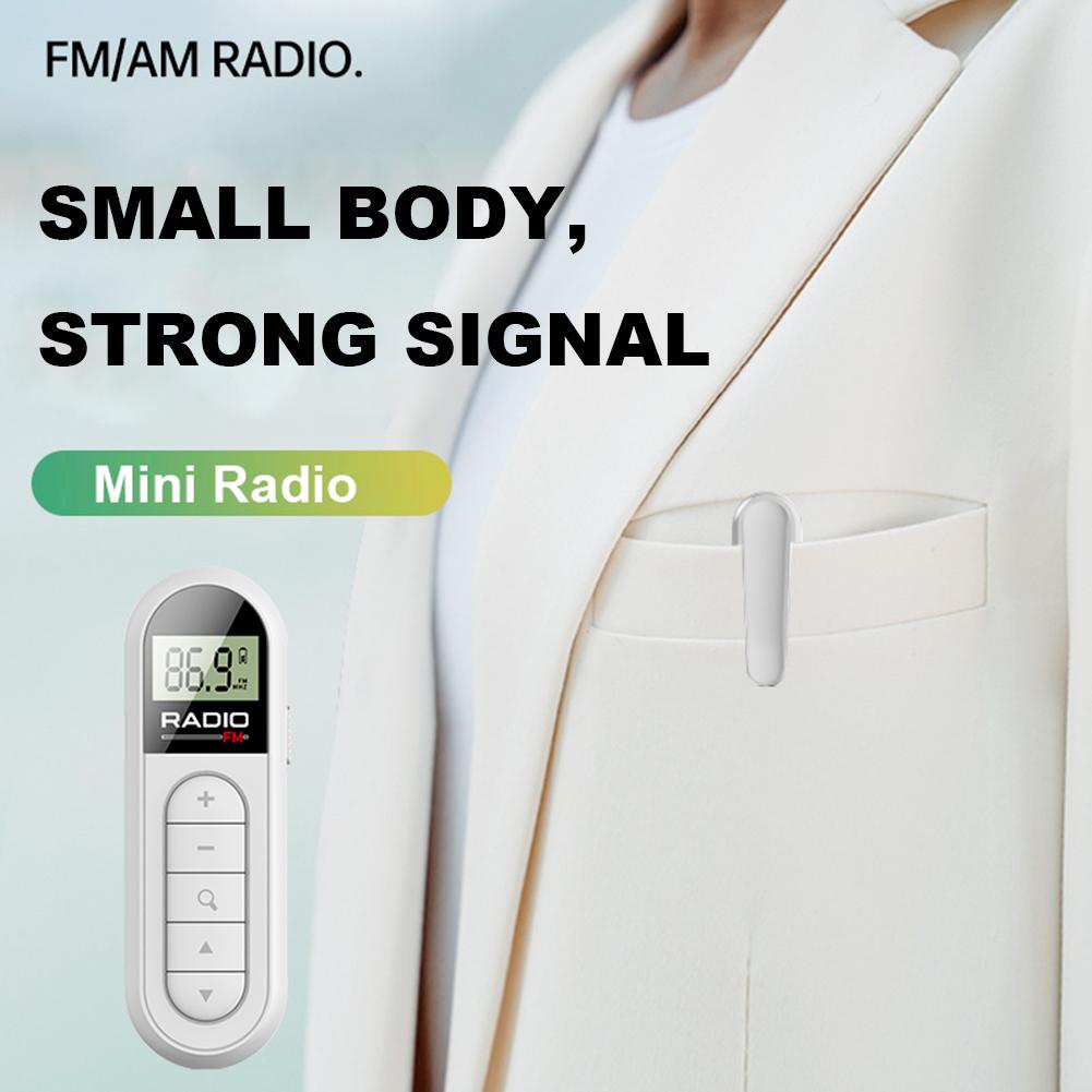 1PCS FM Radio Backlight LCD Display Mini Pocket Clip Radio with 3.5mm Headphones Personal Walkman Radio for Walk Jogging Camping