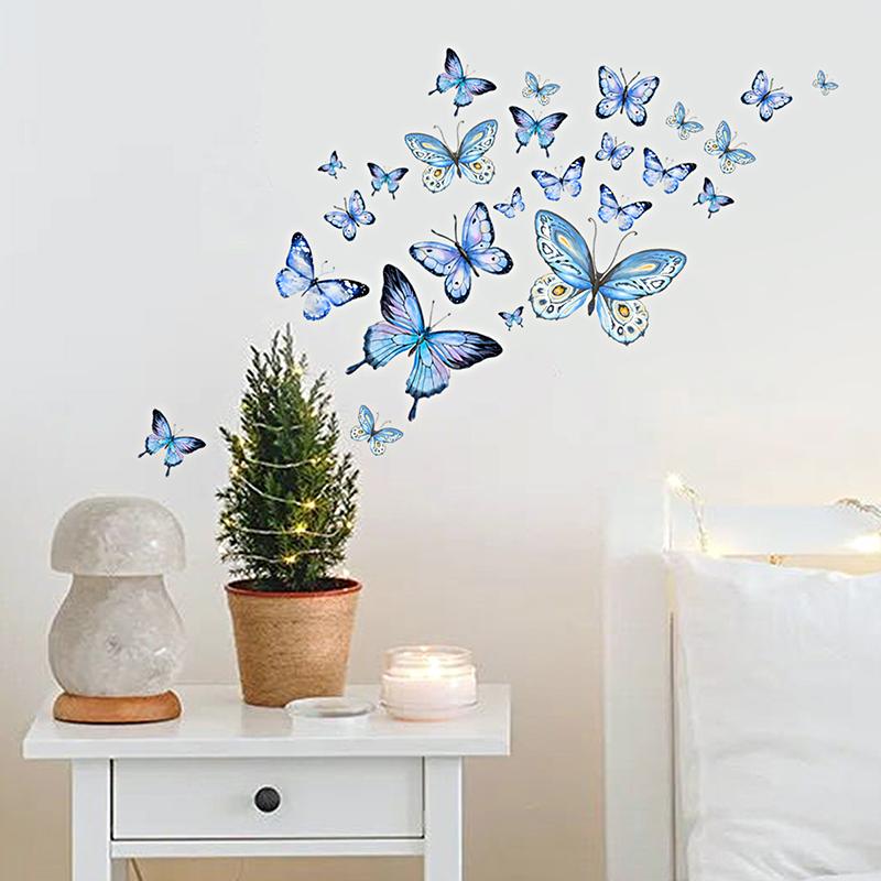 1 Set Creative Luminous Wall Stickers Self-adhesive Fluorescent Home Decor Blue Butterfly DIY