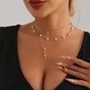 INS Perlenkette Vintage Funkelnder Diamant Kokospalme Schlange Anhänger Element Schlüsselbein Kette Halskette