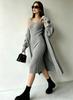 Knitted Suspender Dress European and American New Fashion Casual Cardigan Jacket Long Two-piece Hip Skirt Women