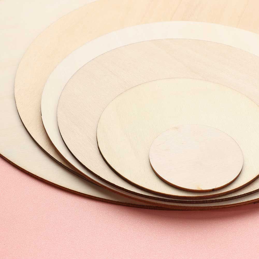 10-50Pcs Round Wood Pieces Wood Circles Blank Plaque for DIY Craft Pyrography Projects Games Scrapbooking Building Model