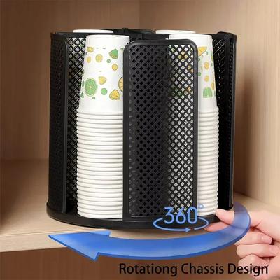1pc Disposable Paper Cup Holder 360° Rotatable Storage Rack Portable Removable Multi-functional Storage Racks Office Organizers