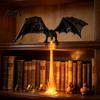 Exibição Temática de Fantasia Dragão Cuspidor de Fogo Impresso em 3D Decoração de Estante, Luz de Canto, Miniatura Voadora Acentos Únicos para Sala de Estar com Chama, Halloween