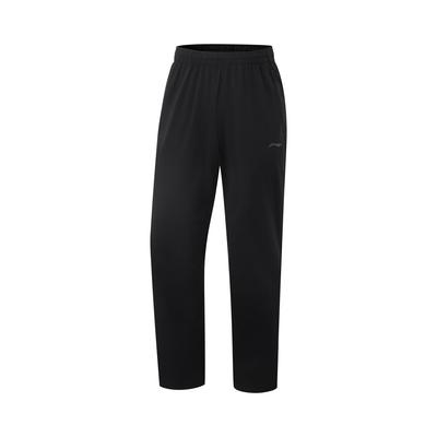 Li Ning Fitness Series Jednobarevné Pohodlné Prodyšné Všestranné Pletené Sportovní Kalhoty s Rovnou Nohavicí Pánské Kalhoty Černé AKLV169-2
