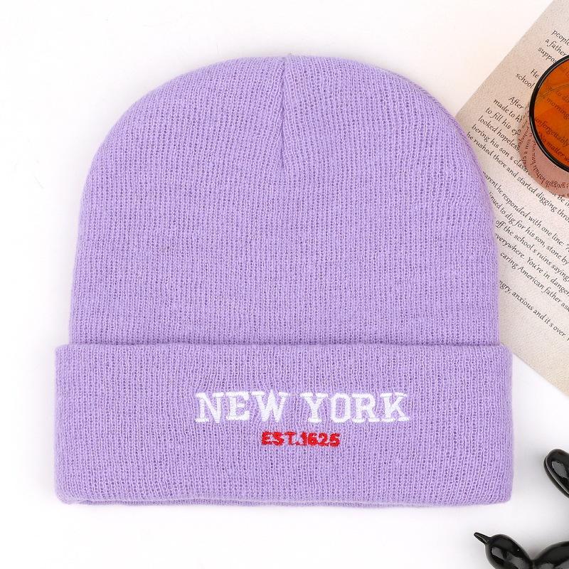 rkNewYo autumn and winter beanie hat letter embroidery versatile warm wool hat men's and women's knitted hat