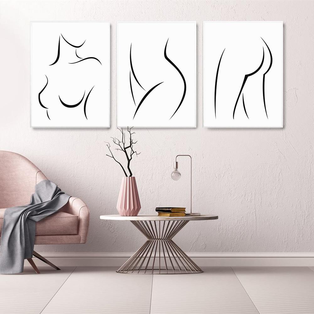 Abstrakte Leinwand Malerei Linie Nackte Frau Wand Kunst Poster Nordic Poster Und Drucke Minimalistischen Wand Bilder Schlafzimmer Dekoration
