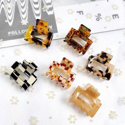 Mini pinzas para el pelo de acetato Vintage para mujer y niña, accesorios para el cabello, pinza para el pelo cuadrada con entramado de leopardo, horquilla para el pelo a la moda