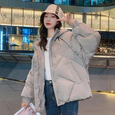 Women's Thickened Short Oversized Coat for Fall/Winter Solid-Color Hooded Simple Commuter Jacket