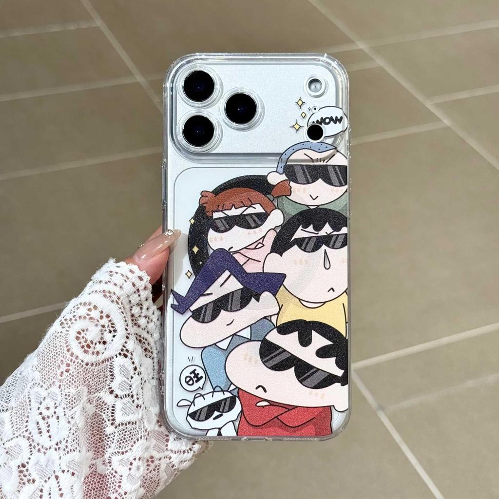 Shin-chan Cartoon iPhone 16/17 Pro Max Magnetic Clear Case