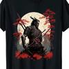 Unisexs Warrior Tshirt  Fierce Sword WarriorRed Cherry Blossom Tshirt Summer New Unisex Casual Tshirt