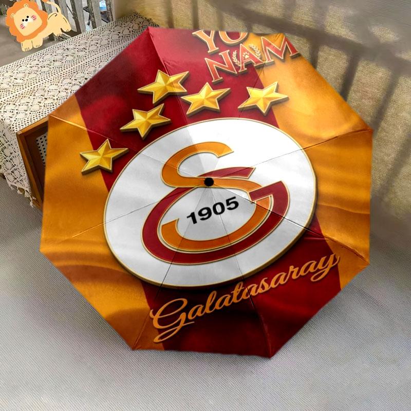 1 PC Automatic Folding Umbrella - Galatasaray S Custom Name Pattern, Portable & Foldable Design with 8 Ribs, Christmas Birthday Gifts