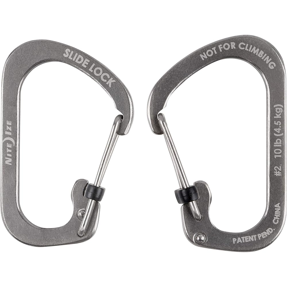 Nite Ize SlideLock #2 Silver Keychain Carabiner Clip Lightweight Durable Accessory