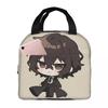 Osamu Dazai Bungo Stray Dogs Anime Insulated Lunch Bag for Women Kids Portable Food Boxes Thermal Lunch Box Tote