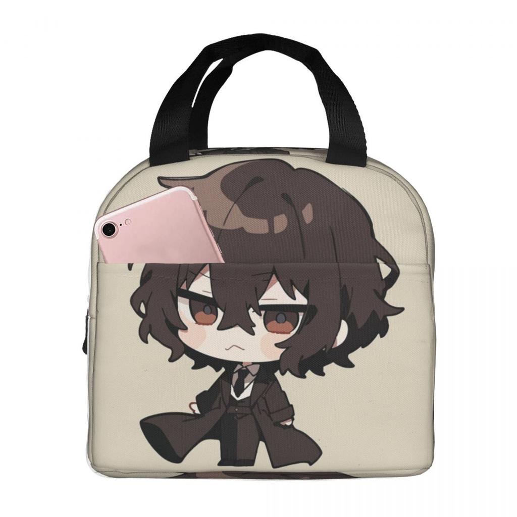 Osamu Dazai Bungo Stray Dogs Anime Insulated Lunch Bag for Women Kids Portable Food Boxes Thermal Lunch Box Tote