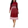 Midi Dress Large Hem Dressing Up Anti-fade Stylish Office Lady Vintage A-Line Mid-calf Length Dress for Wedding